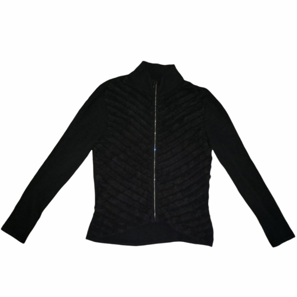 💎 New Radzoli Diamond Rhinestone Zipper Casino Top L